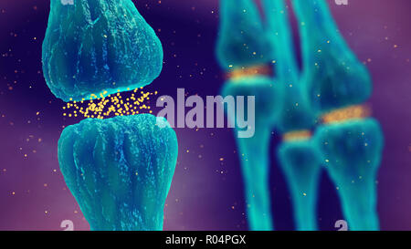 Gehirn Synapsen Pathologie und neurologische Erkrankung, die synaptische Übertragung Stockfoto