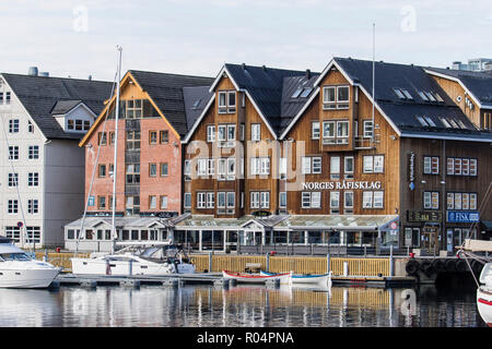 Blick auf den Hafen in Tromsø, Norwegen, Skandinavien, Europa Stockfoto