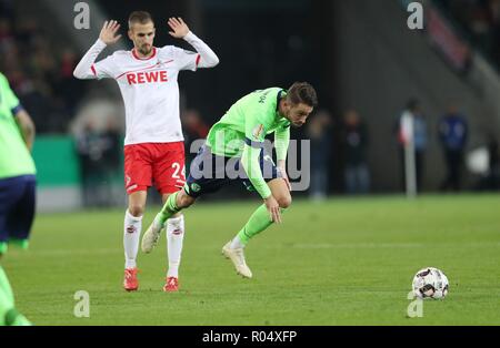 Firo: 31.10.2018 Fußball, 1.Bundesliga, Saison 2018/2019, DFB-Pokal, Tasse, 1.FC Köln Köln - FC Schalke 04 Mark Uth | Verwendung weltweit Stockfoto