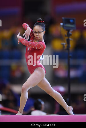 Doha, Katar. 01 Nov, 2018. Morgan Hurd (USA) am Boden. GES/Turnen/Gymnastik Weltmeisterschaften in Doha, multi-bekämpfung Endrunden, 01.11.2018 - GES/Turnen/Gymnastik-WM: 01.11.2018 - | Verwendung der weltweiten Kredit: dpa/Alamy leben Nachrichten Stockfoto