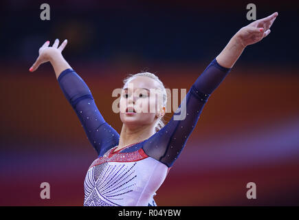 Doha, Katar. 01 Nov, 2018. Angelina Melnikova (Russland) am Boden. GES/Turnen/Gymnastik Weltmeisterschaften in Doha, multi-bekämpfung Endrunden, 01.11.2018 - GES/Turnen/Gymnastik-WM: 01.11.2018 - | Verwendung der weltweiten Kredit: dpa/Alamy leben Nachrichten Stockfoto