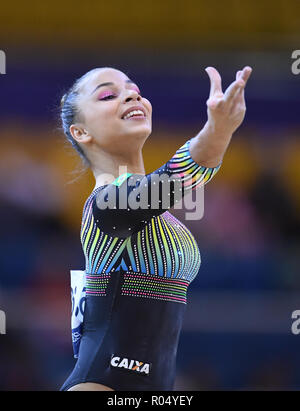 Doha, Katar. 01 Nov, 2018. Flavia Saraiva (Brasilien) am Boden. GES/Turnen/Gymnastik Weltmeisterschaften in Doha, multi-bekämpfung Endrunden, 01.11.2018 - GES/Turnen/Gymnastik-WM: 01.11.2018 - | Verwendung der weltweiten Kredit: dpa/Alamy leben Nachrichten Stockfoto