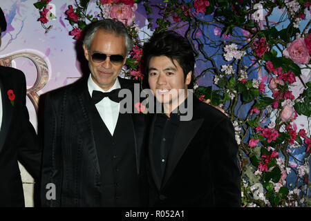 Andrea Bocelli und Lang Lang nehmen an der Nussknacker und die vier Bereiche - UK Premiere auf der Vue Westfield, Westfield Shopping Centre, Ariel Weg am 1. November 2018, London, UK. Stockfoto