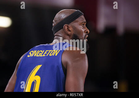 Tel Aviv, Israel. Am 1. November 2018, Palau Blaugrana, Barcelona, Spanien; Turkish Airlines EuroLeague Basketball; FC Barcelona Lassa gegen Maccabi Tel Aviv, Fox Chris Singleton des FC Barcelona Quelle: UKKO Images/Alamy leben Nachrichten Stockfoto