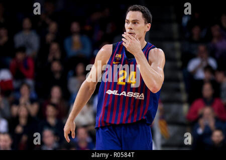 Tel Aviv, Israel. Am 1. November 2018, Palau Blaugrana, Barcelona, Spanien; Turkish Airlines EuroLeague Basketball; FC Barcelona Lassa gegen Maccabi Tel Aviv Fox; Kyle Kuric des FC Barcelona Quelle: UKKO Images/Alamy leben Nachrichten Stockfoto