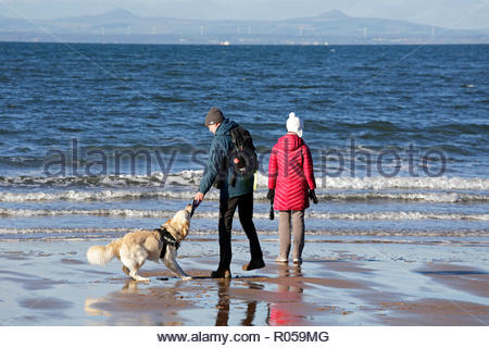 Gullane, Vereinigtes Königreich. 2. November 2018. UK Wetter: Sonnig aber kalt Tag auf Gullane Bents Strand, East Lothian, Schottland. Quelle: Craig Brown/Alamy leben Nachrichten Stockfoto