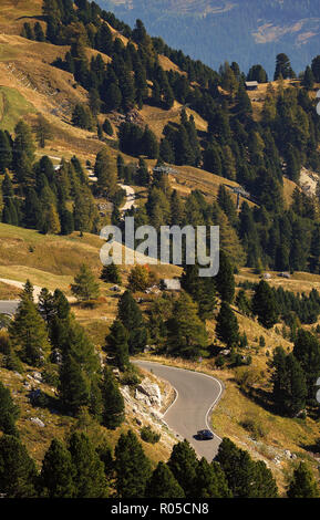 Schöne Landschaft vom Grödner Joch in Gröden region, Dolomiten, Italien Stockfoto