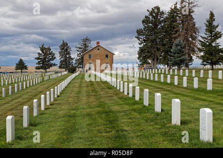 LITTLE BIG HORN, Montana, 20. September 2018: Custer National Cemetery in Little Bighorn Battlefield. Stockfoto