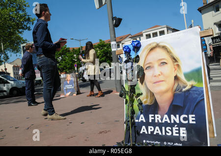 Jean Messiha Kampagnen für Marine Le Pen, Lyon, Frankreich Stockfoto