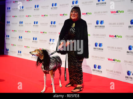 Hilary Alexander kommt für die battersea Hunde &Amp; Katzen Home Halsbänder & Amp; Mäntel Galaball 2018 an der Battersea Evolution, London. Stockfoto