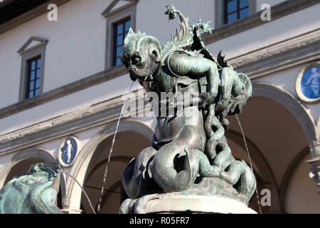 Sea Monster Brunnen in Florenz von Pietro Tacca Stockfoto