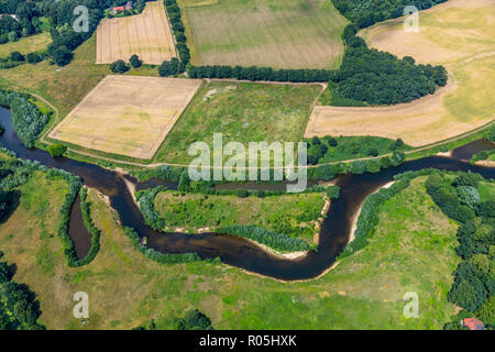 Luftaufnahme, Ems Kurve, in der Nähe von One, Warendorf, Münsterland, Nordrhein-Westfalen, Deutschland, Europa, DEU, Vögel-Augen-blick, Luftaufnahme, Luftbild pho Stockfoto