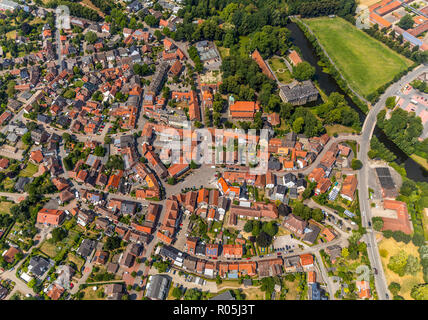 Luftbild, Übersicht schloss Haus Steinfurt, Water Castle, Mill Street, Werse, Fluss, Gräftenbrücke, Drensteinfurt, Münsterland,Rhine-Westpha Stockfoto