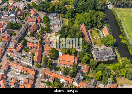 Luftaufnahme, Schloss Steinfurt Haus, Wasserburg, Mill Road, Werse, Fluss, Grankenbrücke, Drensteinfurt, Münsterland, Nordrhein-Westfalen, Deutschland Stockfoto