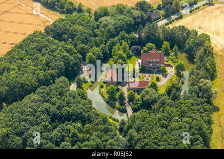 Luftaufnahme, Wasserschloss, Haus Bisping, Altendorf, Mansion, Landesgolddorf Rinkerode, Drensteinfurt, Münsterland, Nordrhein-Westfalen, Deutschland, Europa, DEU, bi Stockfoto