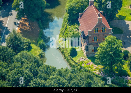 Luftaufnahme, Wasserschloss, Haus Bisping, Altendorf, Mansion, Landesgolddorf Rinkerode, Drensteinfurt, Münsterland, Nordrhein-Westfalen, Deutschland, Europa, DEU, bi Stockfoto