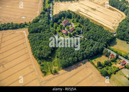 Luftaufnahme, Wasserschloss, Haus Bisping, Altendorf, Mansion, Landesgolddorf Rinkerode, Drensteinfurt, Münsterland, Nordrhein-Westfalen, Deutschland, Europa, DEU, bi Stockfoto