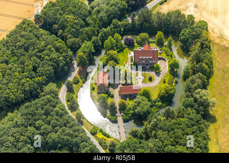 Luftaufnahme, Wasserschloss, Wasserburg, Wasserburg, Haus Bisping, Altendorf, Mansion, Landesgolddorf Rinkerode, Drensteinfurt, Münsterland,Rhine-Westpha Stockfoto