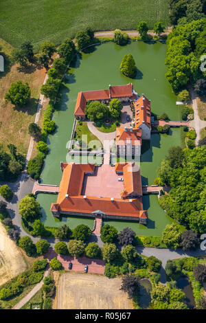 Luft, Wasser schloss Haus Borg, Altendorf, Mansion, Landesgolddorf Rinkerode, Drensteinfurt, Münsterland, Nordrhein-Westfalen, Deutschland, Europa, DEU, Vögel-Augen-blick, Stockfoto