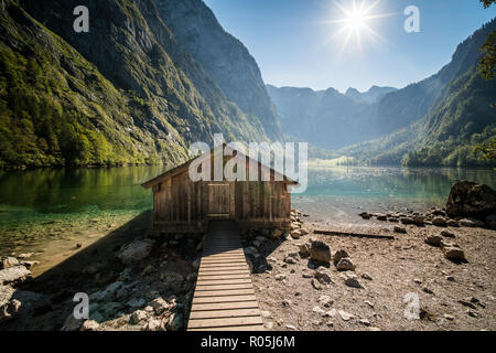 Obersee, Nationalpark Berchtesgaden, Deutschland, Europa. Stockfoto