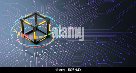 Blockchain Technologiekonzept auf Platine Stockfoto