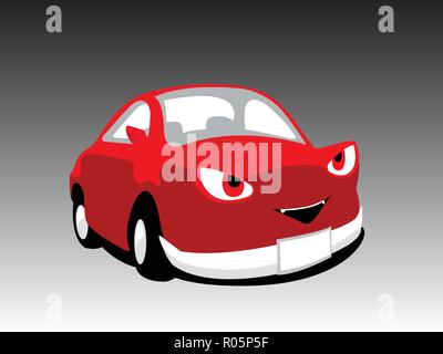 Teufel monster Cartoon rotes Auto niedlich. Vector Illustration Stock Vektor