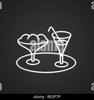 Sommer Cocktails dünne Linie auf schwarzem Hintergrund Stock Vektor