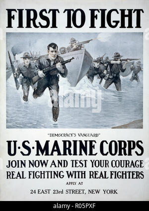 Us Marine Corps recruiting Poster veröffentlicht 1917. Nach einer Arbeit von Illustrator Sidney H. Riesenberg, 1885-1971. Stockfoto