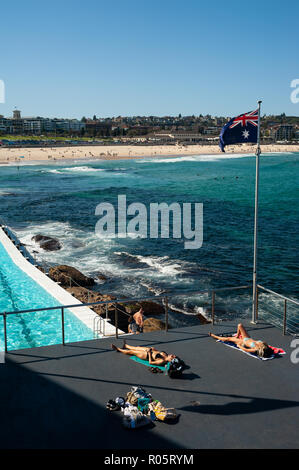 Sydney, Australien, Liebhaber der Sonne am Bondi Eisberge schwimmen Verein Stockfoto