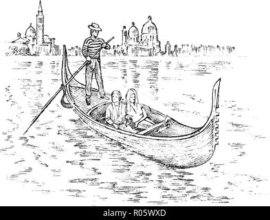 gondel-mit-gondoliere-in-venedig-vektor-abbildung-bild-130589907-alamy
