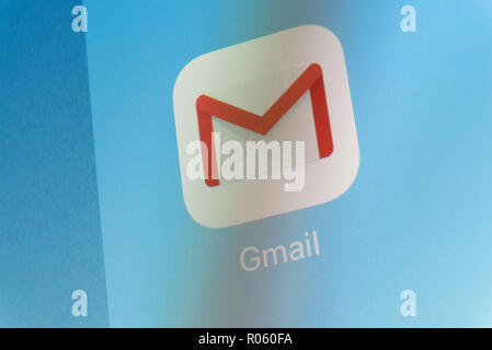 Gmail App auf Handy Bildschirm Stockfoto