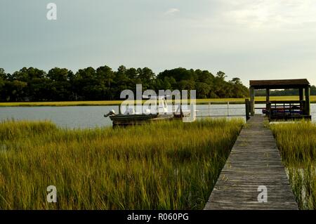 Boote auf Edisto Island Stockfoto