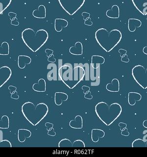 Nahtlose herzen Polka Dot Pattern mit retro Textur eps 10. Stock Vektor