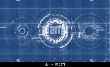 Technologische blueprint Technische Zeichnung Hintergrund vektor design Stock Vektor