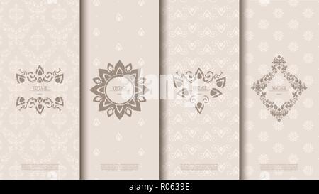 Verpackung exotische thailändische Muster element-Konzept Erde Ton vintage Hintergrund und Logo vektor design, inklusive der Swatch Muster Stock Vektor