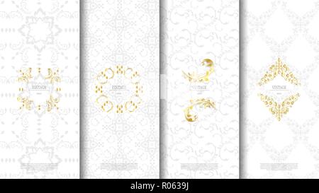 Verpackung exotische thailändische Muster element-Konzept weiße Textur vintage Hintergrund und Logo vektor design, inklusive Muster Swatch Stock Vektor