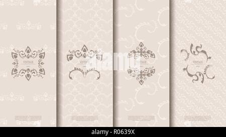 Verpackung von exotischen Thailändischen Muster element-Konzept Erde Ton vintage Hintergrund und Logo vektor design, inklusive Muster Swatch Stock Vektor