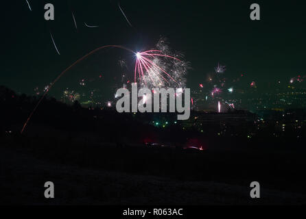 Silvester Feuerwerk über Wien, Österreich Stockfoto