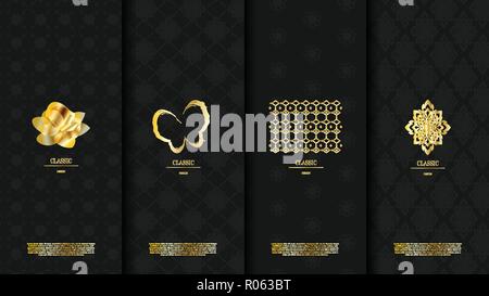 Verpackung Vorlage von exotischen Thailändischen pattern Design Element-Konzept der dunkle Hintergrund vektor design, inklusive Muster Swatch Stock Vektor