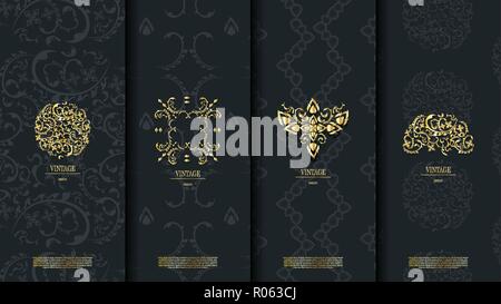 Verpackung Vorlage von exotischen Thailändischen pattern Design Element floral Konzept Hintergrund und Logo vektor design, inklusive Muster Swatch Stock Vektor