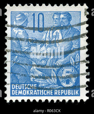 Poststempel Stempel aus der DDR in den Fünfjahresplan Serie Stockfoto