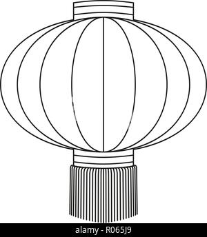 Line Art schwarze und weiße chinesische Papier Laterne Stock Vektor