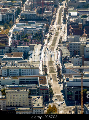 Luftaufnahme, hauptverkehrsstraße von Magdeburg, breiter Weg, Straßenbahnschienen, Downtown, Midtown, Magdeburg, Sachsen-Anhalt, Deutschland, DEU, Europa, Luftaufnahme Stockfoto