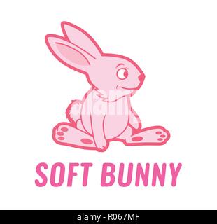 Plüschtier Häschen, rosa Farbe cartoon Vector Illustration - lächelnden Hase auf einem weißen Hintergrund. Stock Vektor