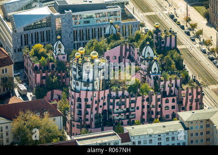 Luftaufnahme, Grüne Zitadelle Hundertwasser Haus, Arthotel Magdeburg, Magdeburg-Altstadt, Magdeburg, Sachsen-Anhalt, Deutschland, DEU, Europa, Luftaufnahme Stockfoto