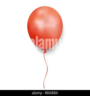 Realistische rot glänzend Ballon auf weißem Hintergrund. Vector Illustration Stock Vektor