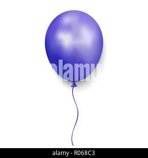 Realistische blau glänzend Ballon auf weißem Hintergrund. Vector Illustration Stock Vektor