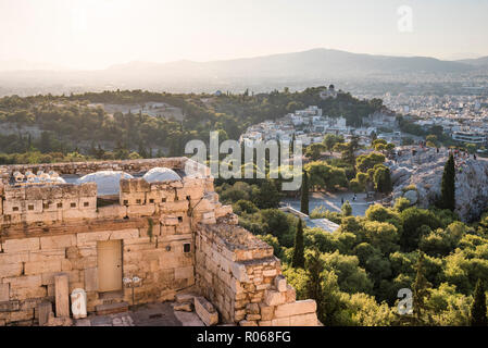 Athen, von der Akropolis, Attika, Griechenland, Europa Stockfoto