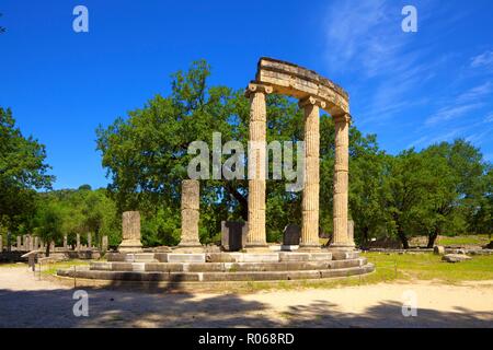 Das Philippeion, Olympia, UNESCO-Weltkulturerbe, Arcadia, der Peloponnes, Griechenland, Europa Stockfoto