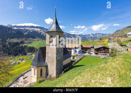 Kirche von Luzein, Prattigau-Davos Region, Kanton Graubünden, Schweiz, Europa Stockfoto